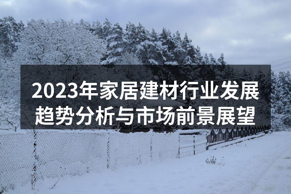 2023年家居建材行业发展趋势分析与市场前景展望